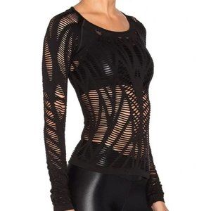 Alo Yoga Wanderer Long Sleeve Cut Out Top Shirt S Black